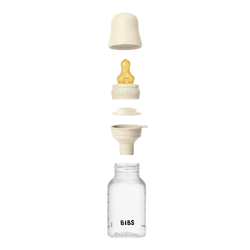 BIBS Baby Flaske Rund Latex 1 pack 150 ml Slow Flow Ivory - Image 4