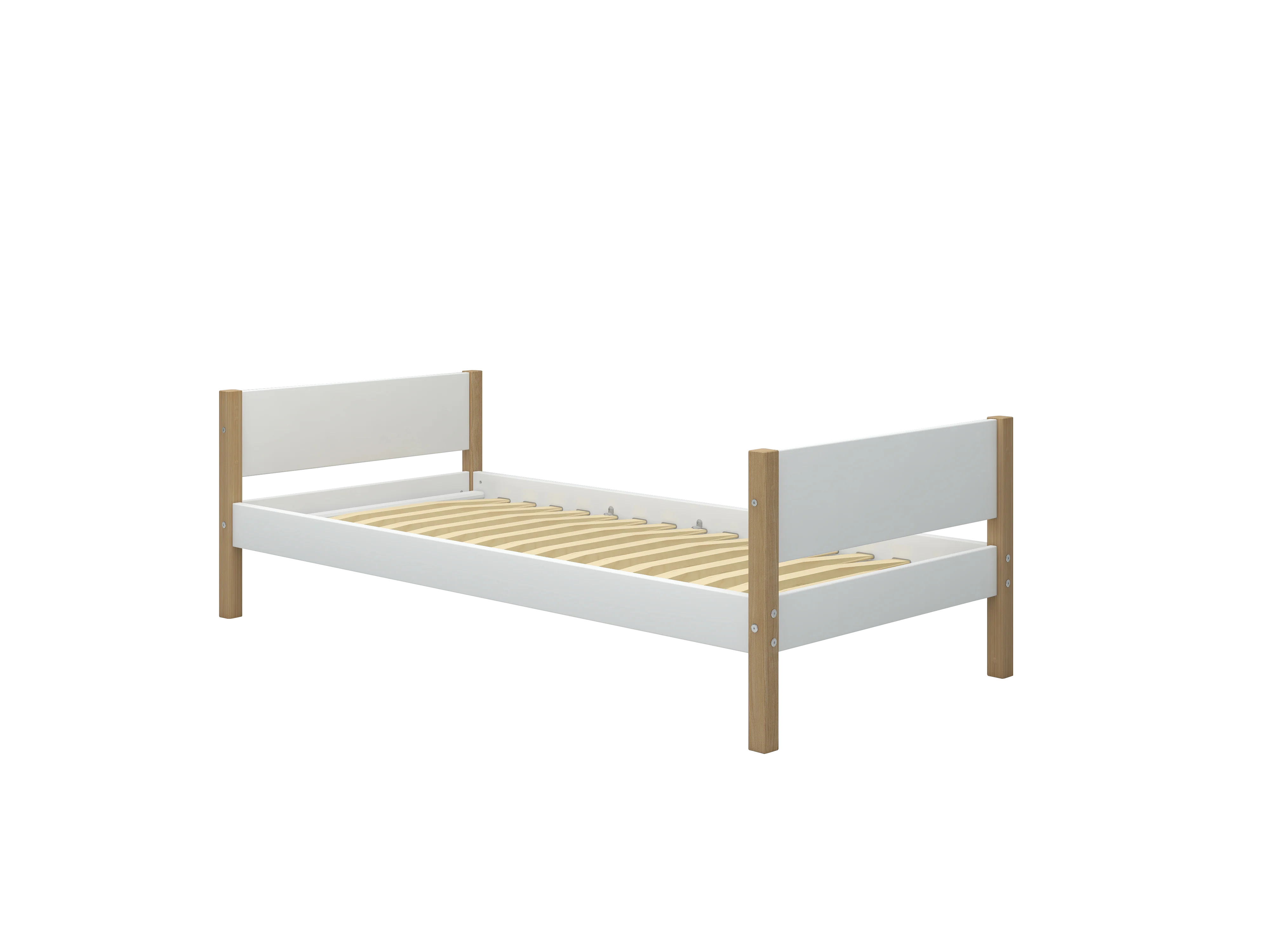 FLEXA NOR Enkeltseng 90x200 cm - Hvid/eg