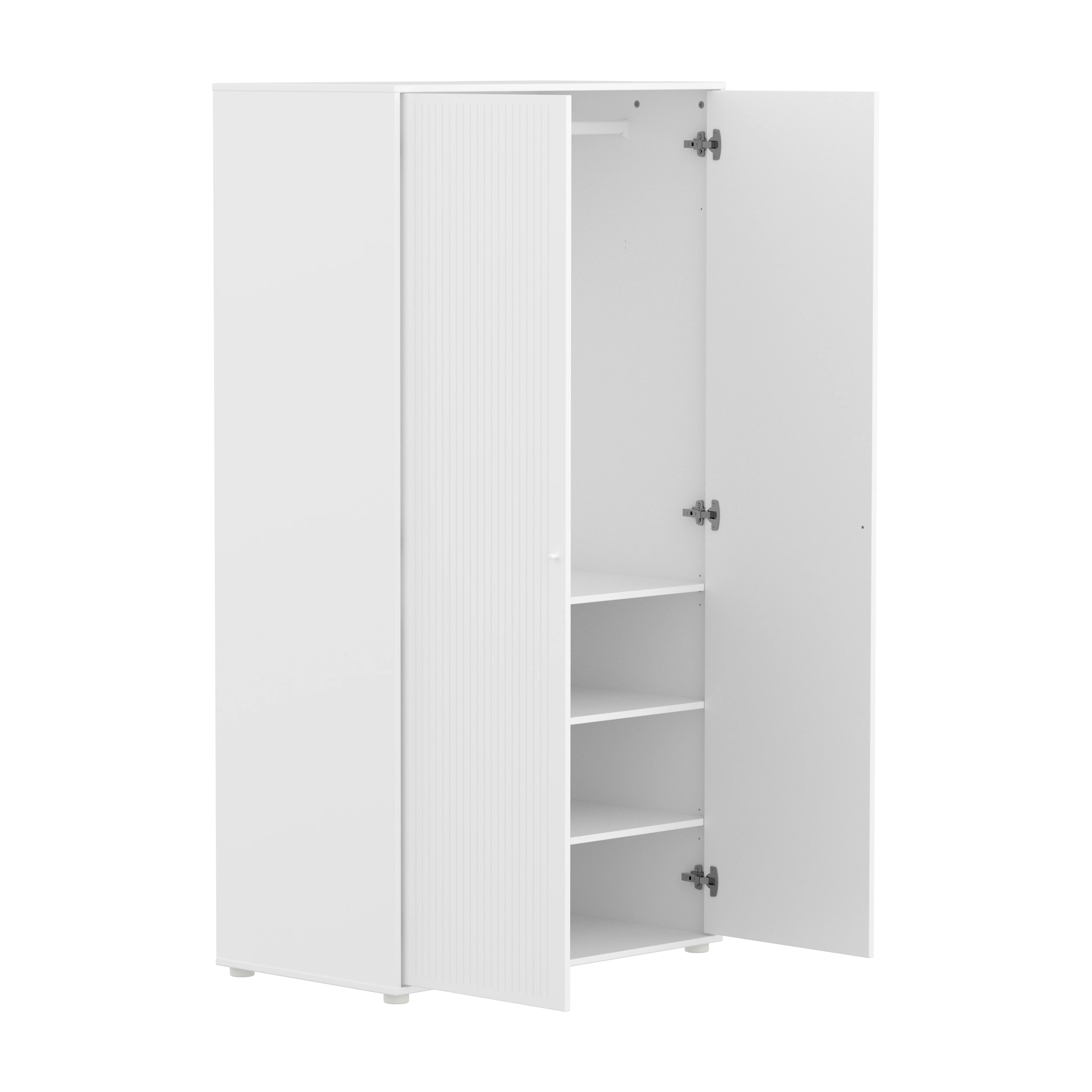 Flexa Saga Garderobeskab 200x100x55 Hvid riller/Hvide ben og greb