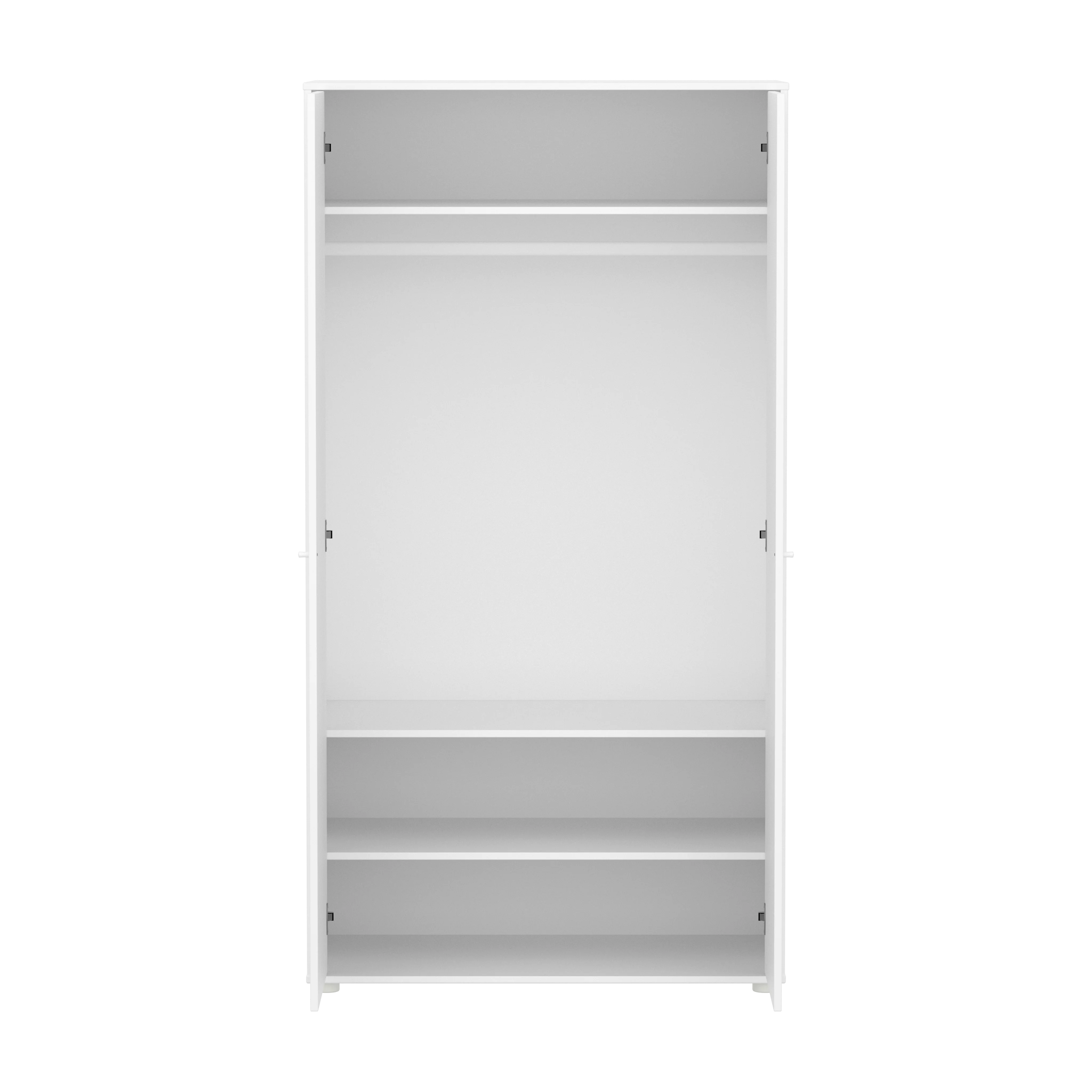 Flexa Saga Garderobeskab 200x100x55 Hvid riller/Hvide ben og greb - Image 3