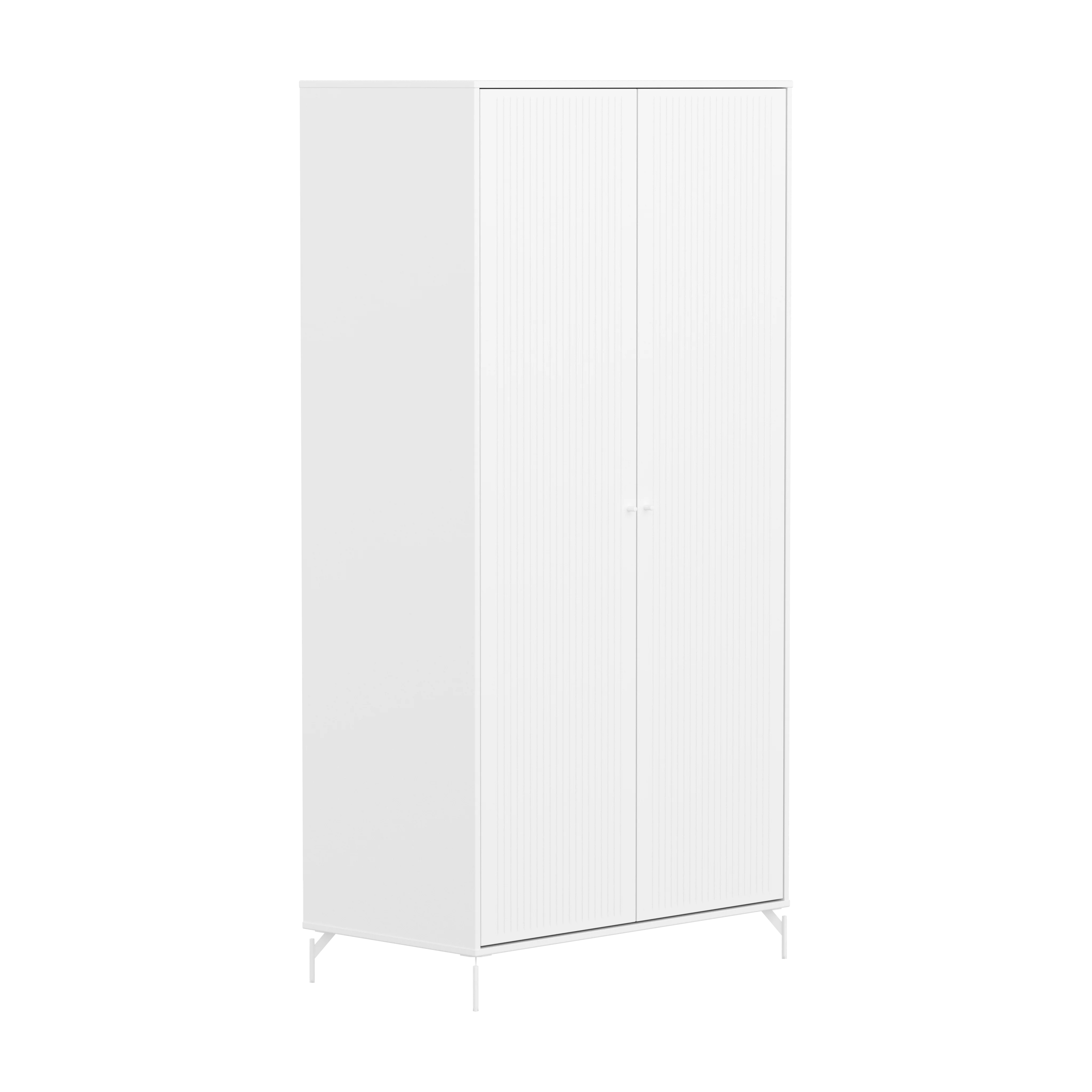 Flexa Saga Garderobeskab 200x100x55 Hvid riller/Hvide ben og greb - Image 4