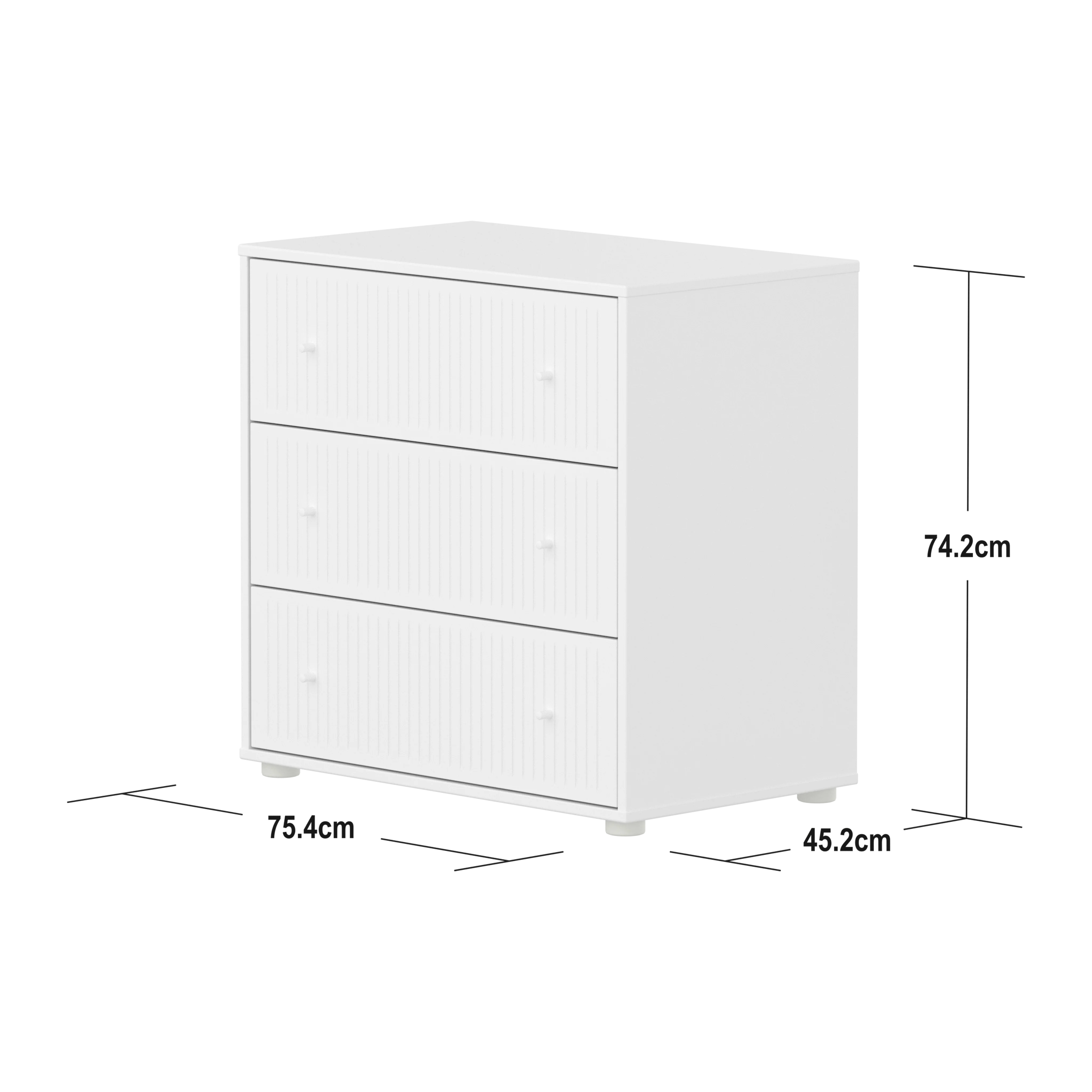 Flexa Saga Kommode 74x75,5x45 Hvid Riller/Hvid greb - Image 3