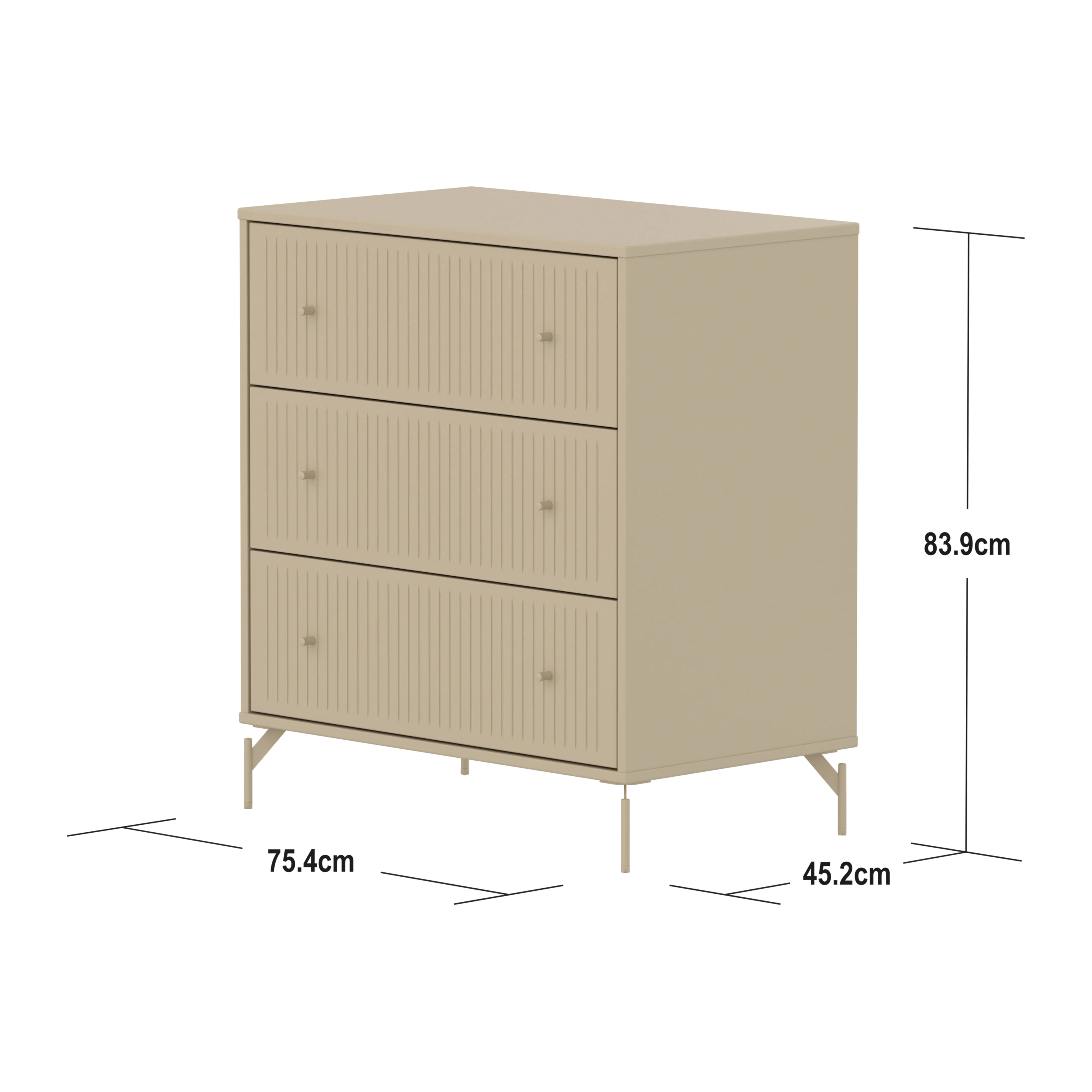 Flexa Saga Kommode 84x75,5x45 Oat riller/Oat ben og greb - Image 3