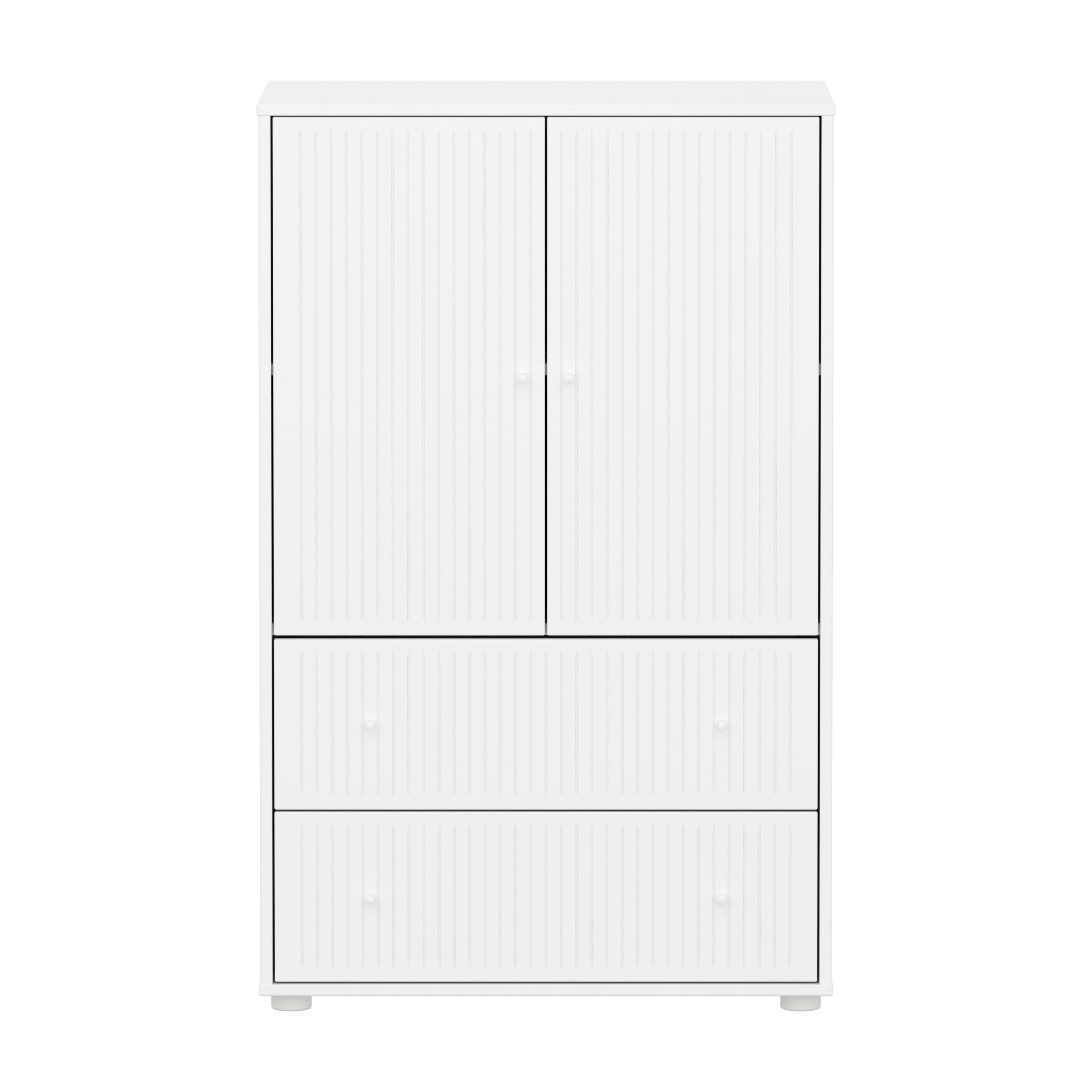Flexa Saga Skab 120x75,5x45 Hvid riller/Hvid greb - Image 2