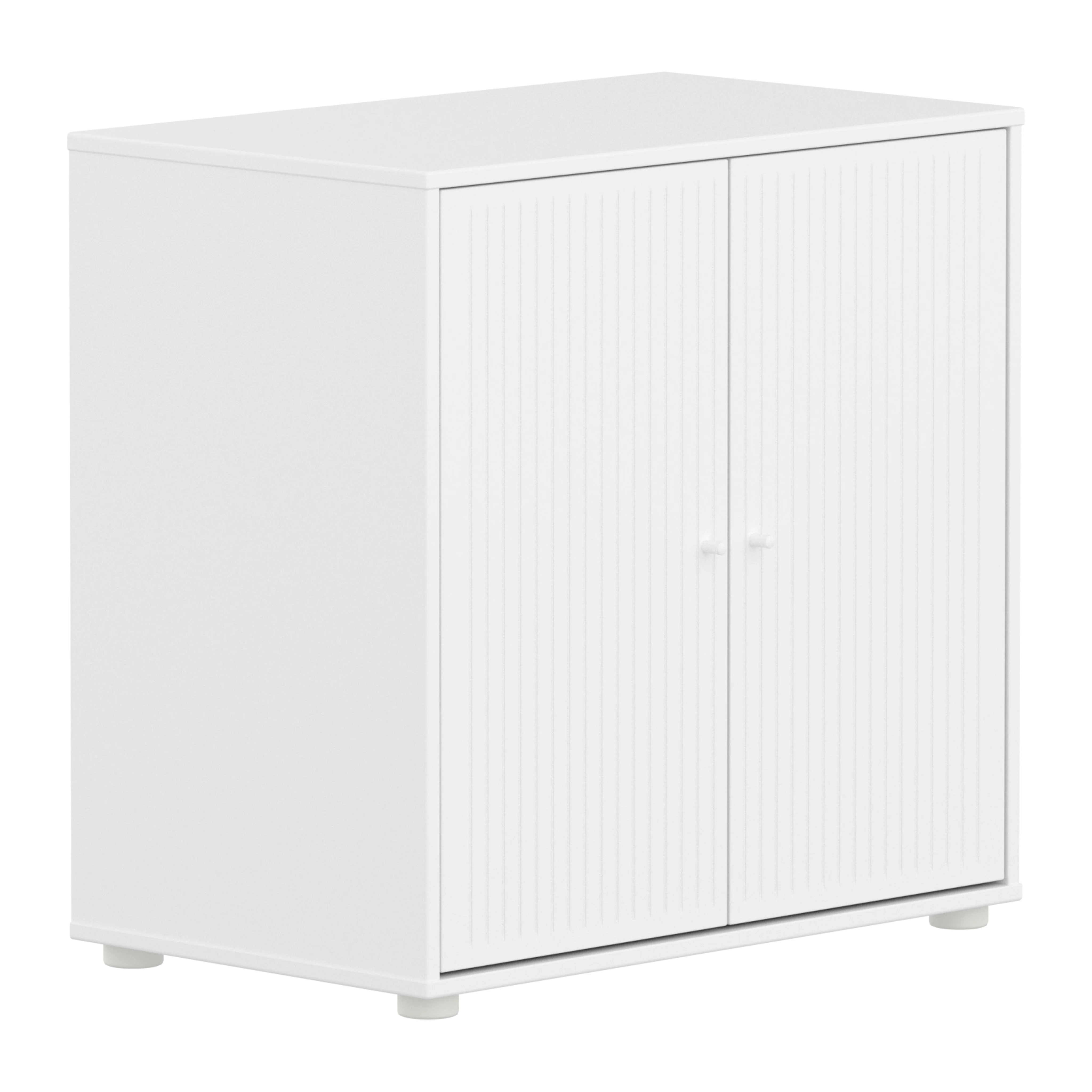 Flexa Saga Skab 74,20x75,5x45 Hvid riller/Hvid greb