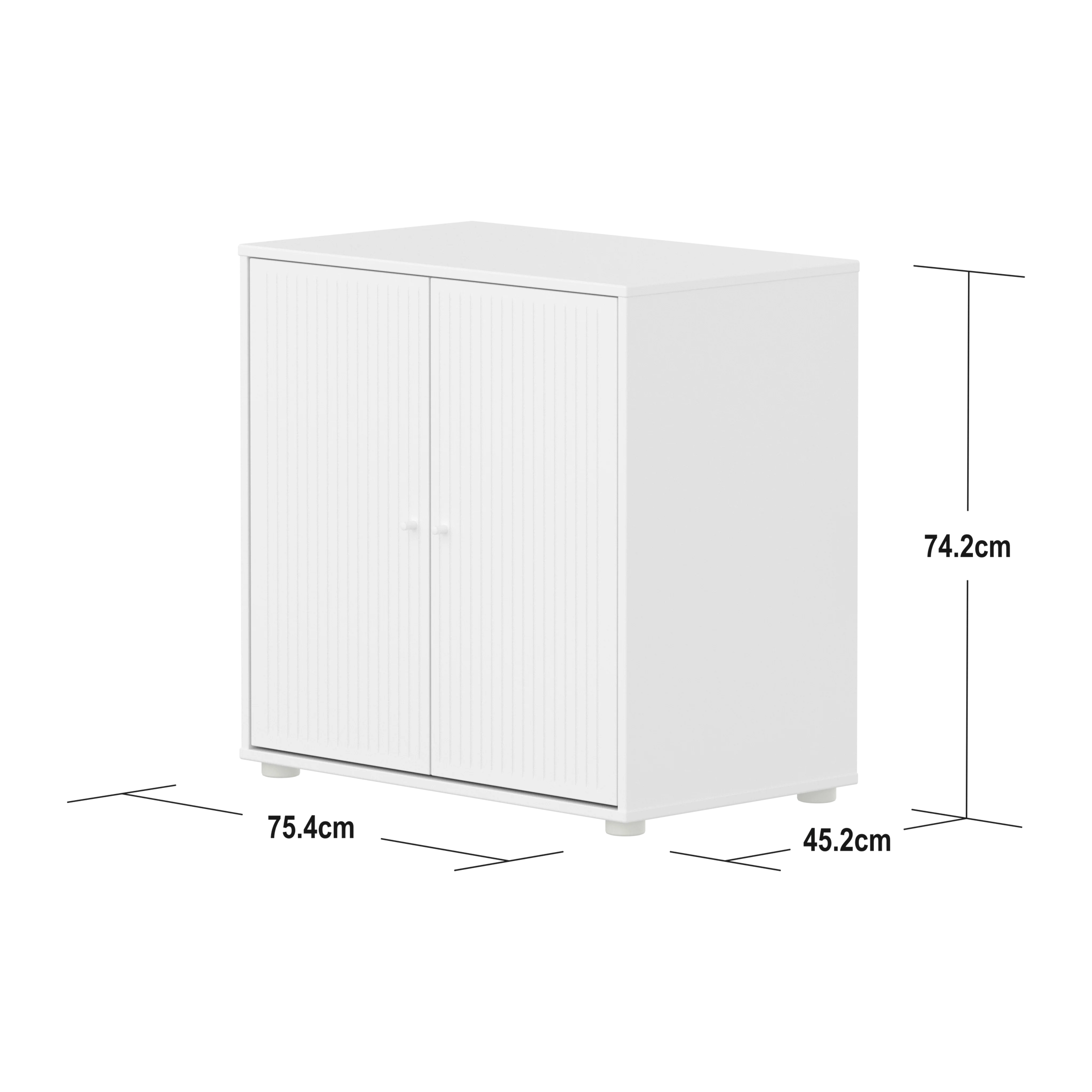 Flexa Saga Skab 74,20x75,5x45 Hvid riller/Hvid greb - Image 3