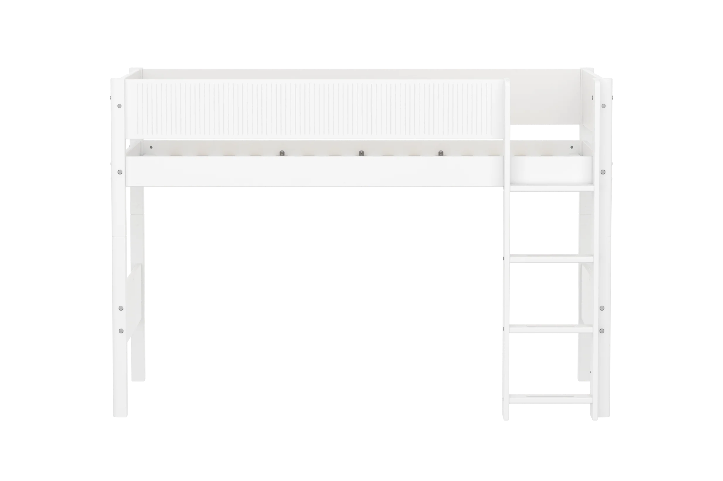 FLEXA WHITE Mellemhøj seng 143 cm med stige og grooves sengehest 90x200 cm- Hvid - Image 3