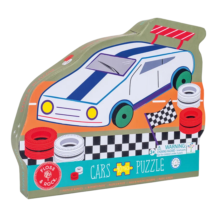 Floss & Rock - Puslespil m. formet motiv & æske 40 brikker - Cars "Racing Car"